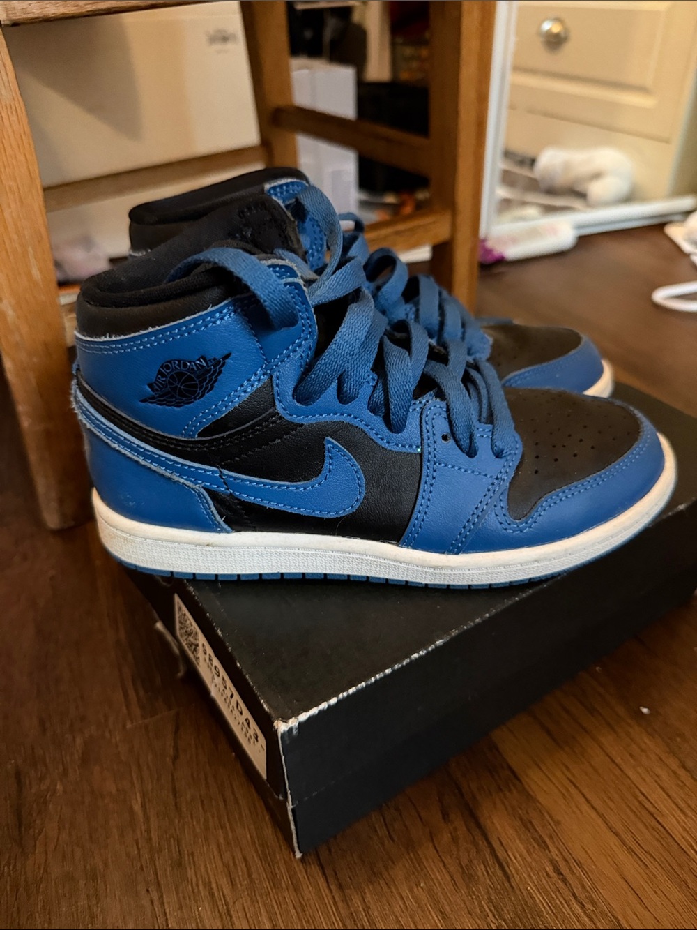 Jordan Kids Blue and Black High-Top Sneakers